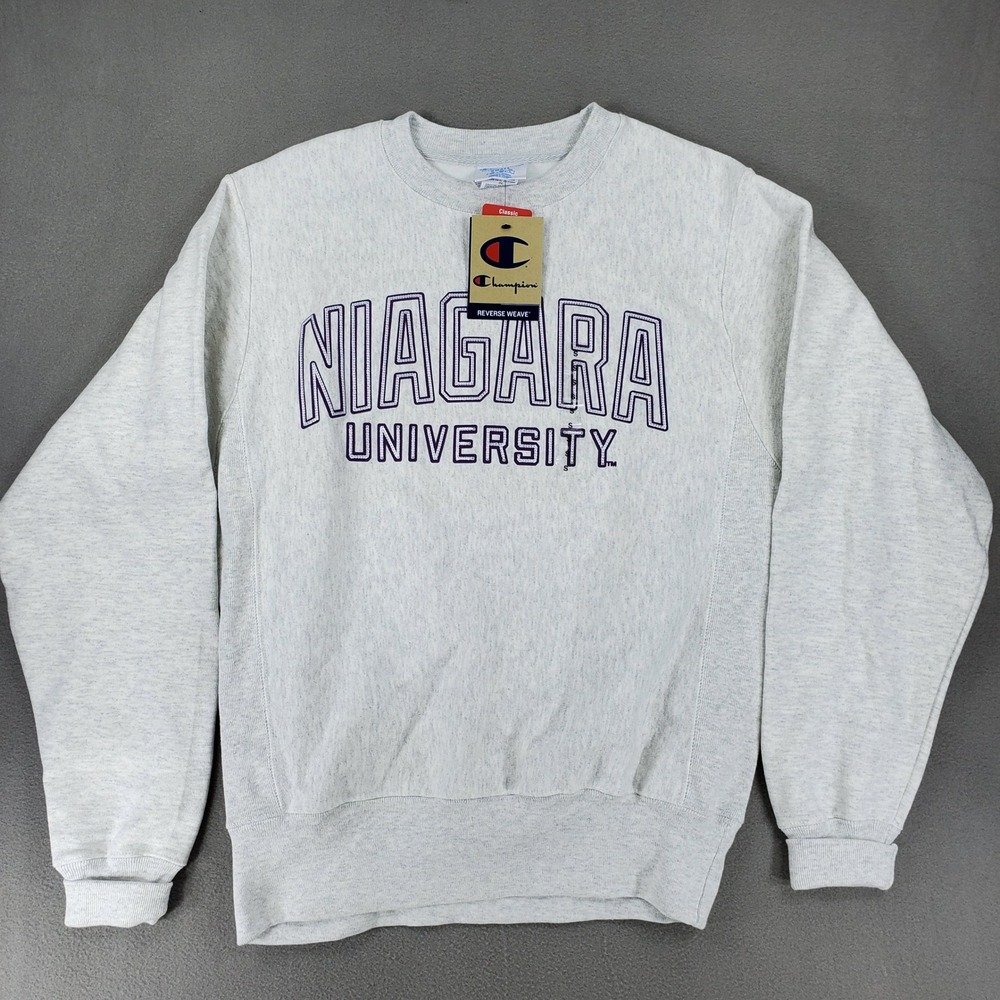 Champion Reverse Weave Sweatshirt Mens S Heather Gray Niagara University NEW WNY